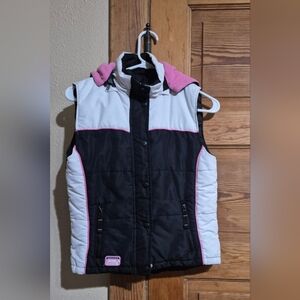 Girl's 10/12 Big Chill Puffer Vest Full Zip and Snap Buttons w/Detachable Hood